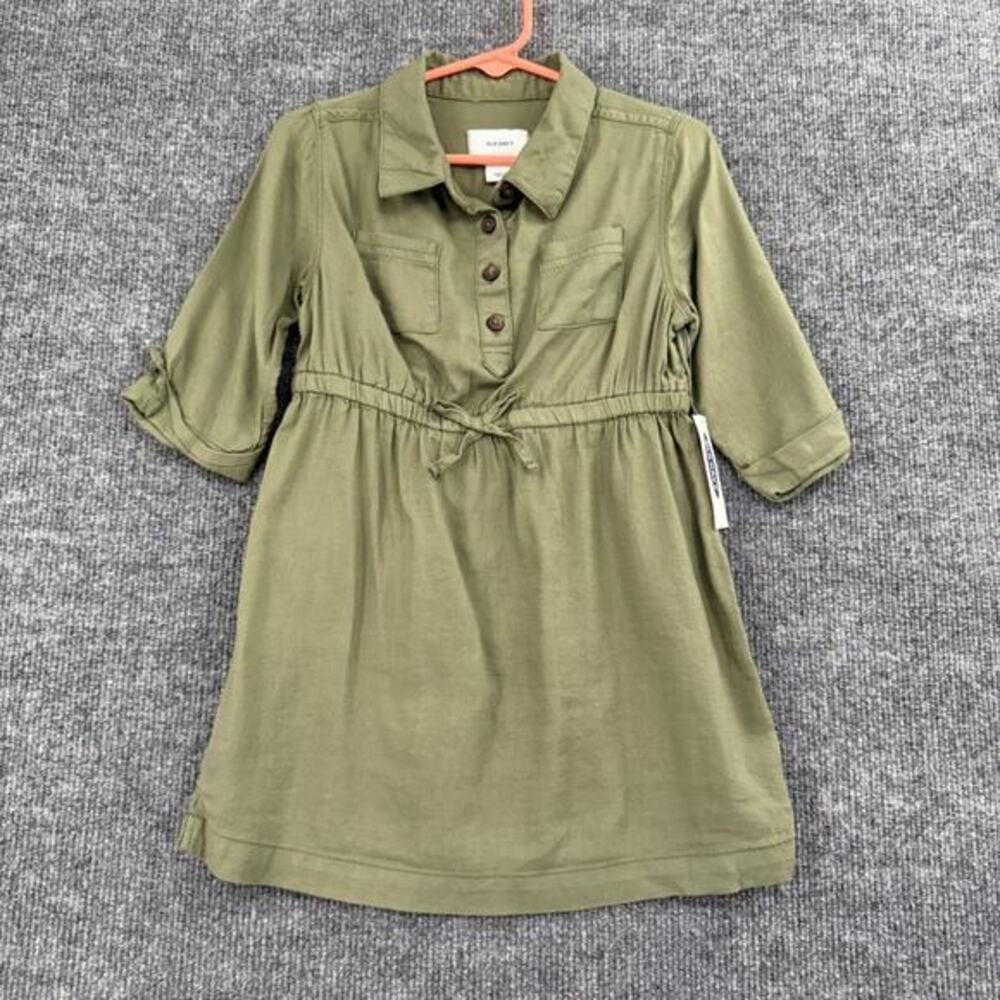 Old Navy Girls Shirt Dress Size 3T Olive Green Rayon Elastic Waist Military New